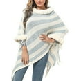 thumbnail image 5 of ZQUUVOU Shawl Wraps for Women Elegant Stripe Cape Open Front Poncho Scarf Blanket Cardigan Coat for Fall and Winte Blue, 5 of 6