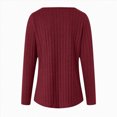 thumbnail image 5 of Towmus Long Sleeve Shirts for Women Fall Clothes Tunic Tops Loose Fit Dressy Crewneck Pullover Sweaters with Button Cross Hem, Wine, M, 5 of 6