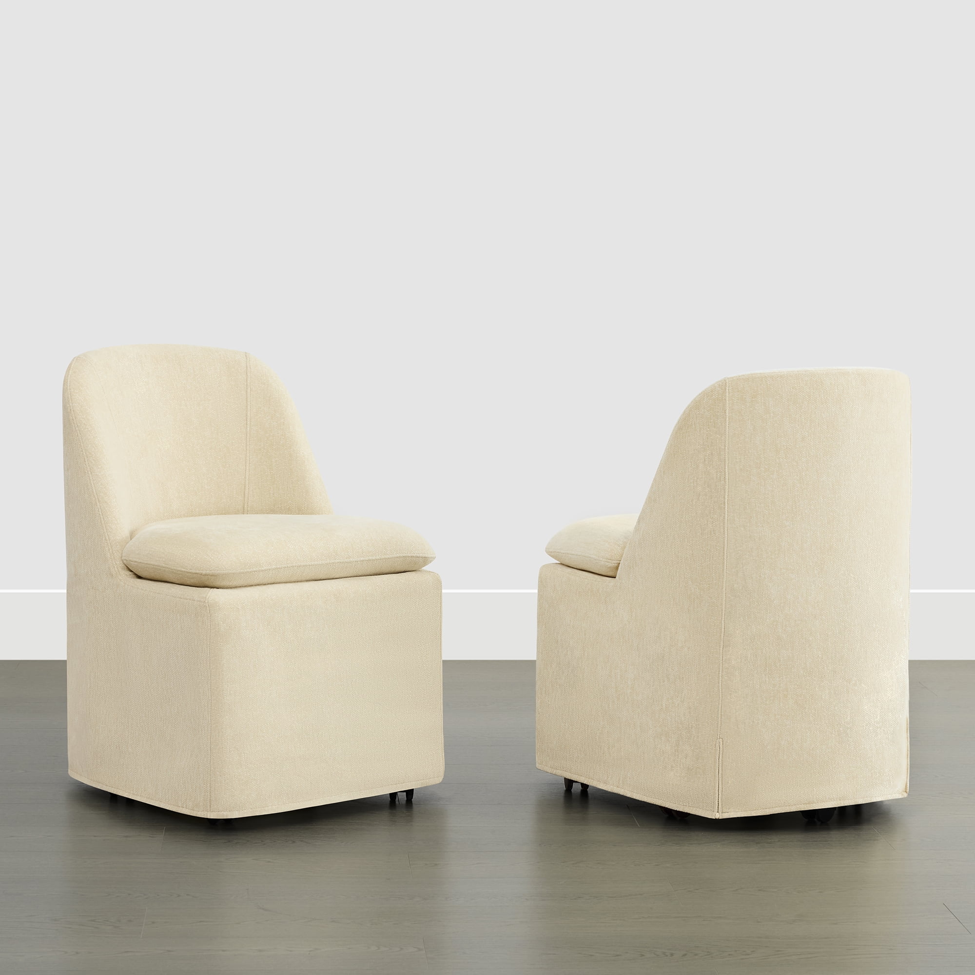 Spruce & Spring Slipcover Dining Chair with Upholstery and Hidden Casters Set of 2, Sand