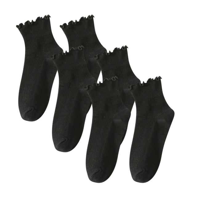 ylioge Ruffle Crew Socks for Women 3 Pack Cute Solid Comfort-Cotton Basic Boot Sock Sales