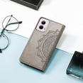thumbnail image 5 of Wallet Case for Motorola Moto Edge 5G 2024 Case Leather Flip Folio Magnetic Shockproof Protective Cover with Card Slots and Lanyard Cover for Moto Edge 5G 2024. Mandala Gray, 5 of 12