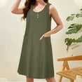 thumbnail image 2 of XuJwPNcy Summer Dresses for Women Casual Loose Scoop Neck Tank Dress Button down Sleeveless Dress with Pockets, 2 of 7