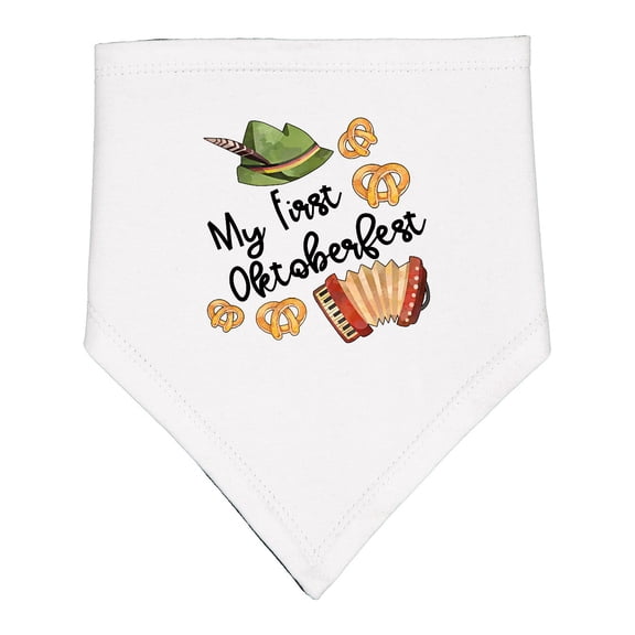 Inktastic My 1st Oktoberfest Green Hat Accordion and Pretzels Baby Bandana Bib