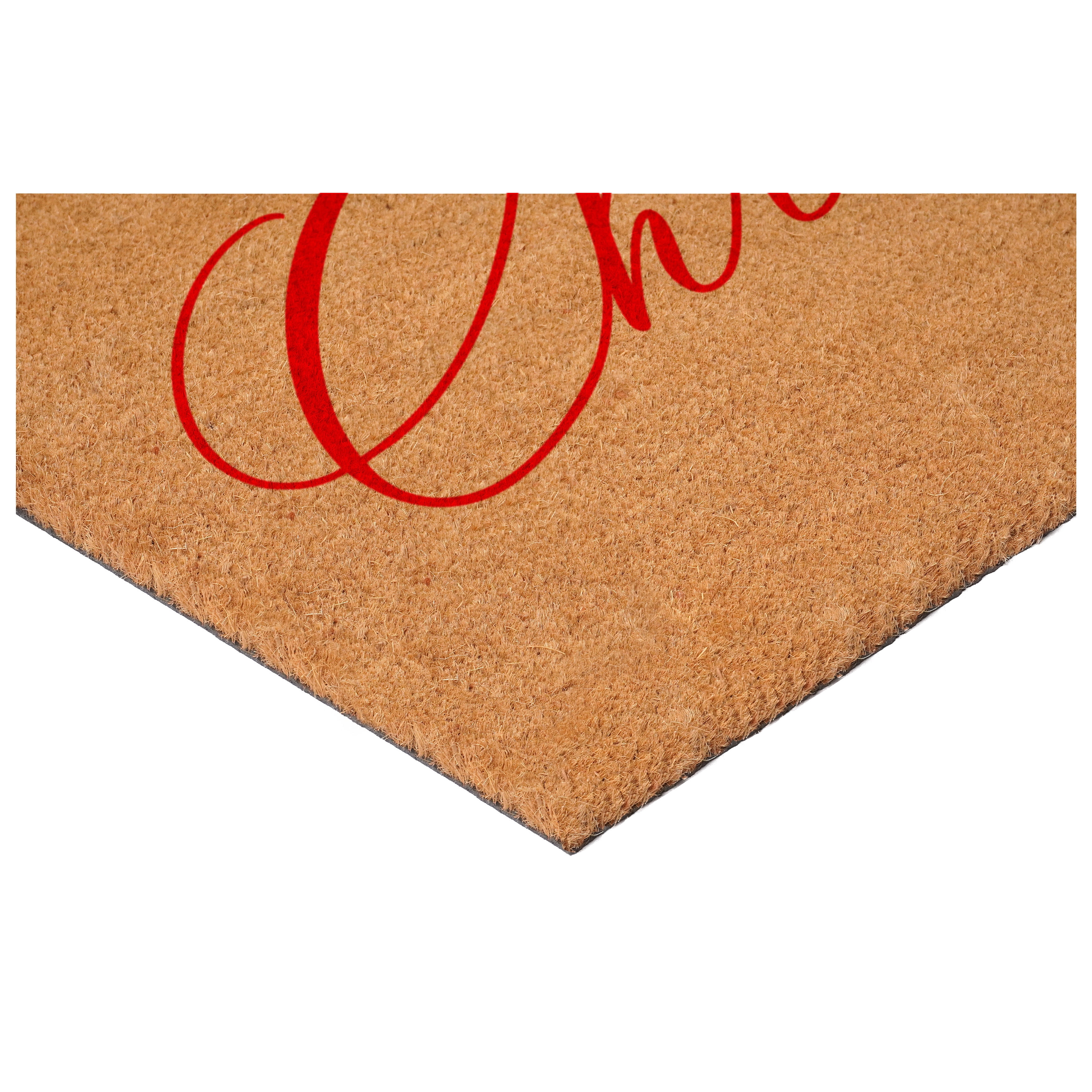 Red Christmas Calligraphy Doormat, 17" x 29"