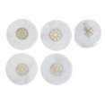 thumbnail image 1 of 4Pc White Marble Round Coaster W/ Snowflake Brass Inlay (4X4"), 1 of 4