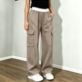 thumbnail image 4 of Sevevn Kids Girl's Cargo Sweatpants Wide Leg Baggy Athletic Pants Kids School Open Bottom Uniform Joggers with Pockets, 4 of 9