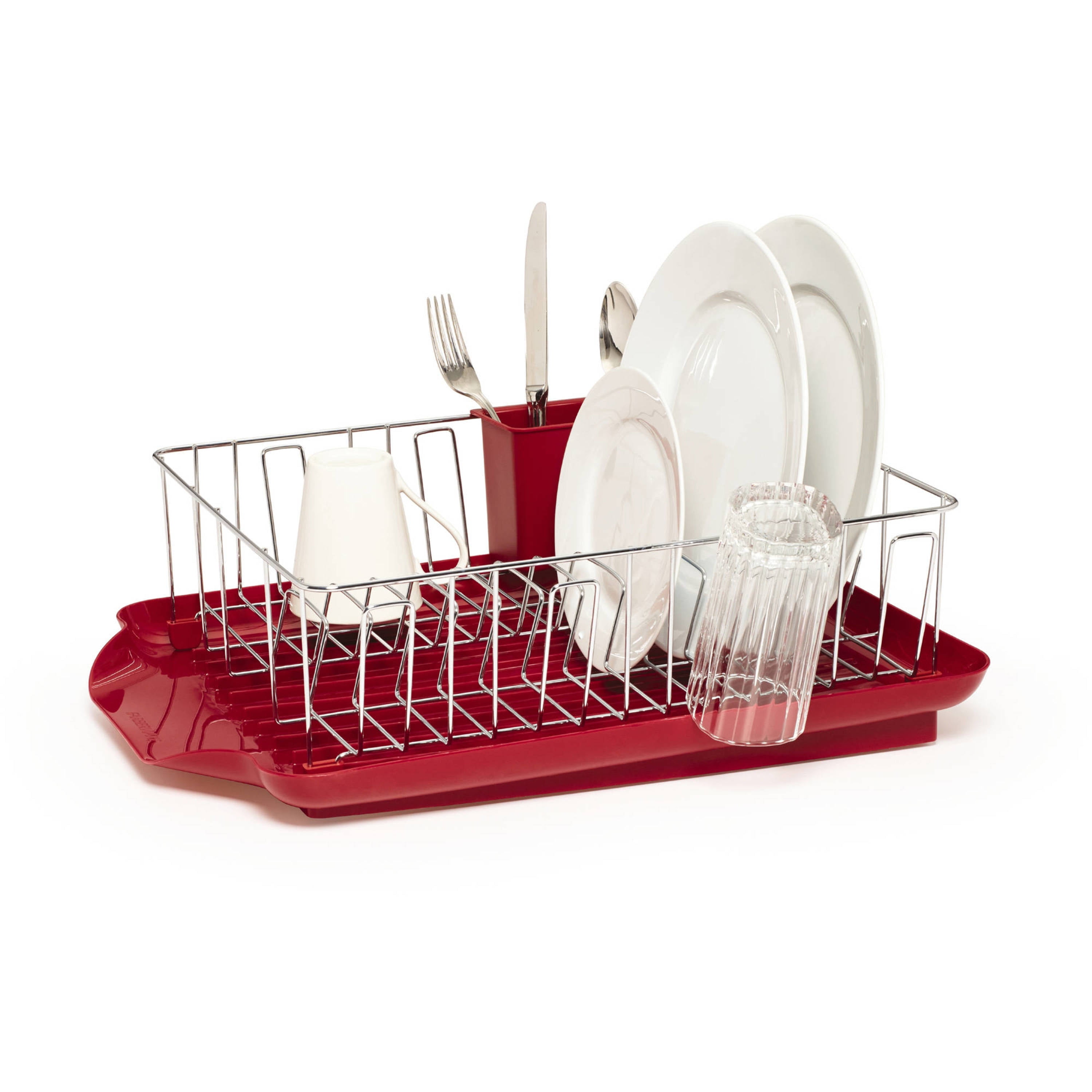KitchenAid Full Size Compact to Full Capactiy Expandable Rust Resistant  Dish Rack, with Self Draining Angled Drainboard and Removable Flatware  Caddy