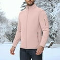 thumbnail image 2 of Wrtxtat Men's Track Jacket Solid Color Mock Neck Zip-Up Windproof Outerwear with Pockets Autumn Fashion Outdoor Active Leisure Running Ditness Top Pink XXL, 2 of 9