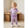 thumbnail image 5 of Loicainy Baby Toddler Girl 2-piece Outfit 6 12 18 24 Months 2T 3T Striped Long Sleeve Embroidery Letters Sweatshirt Pants Clothes Set, 5 of 9
