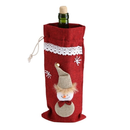 HERCHR Christmas Decorations Snow Man Wine Bottle Cover Bags Dinner Party Gift , Wine Bottle Cover, Christmas Decoration Cover Bag, Christmas Bottle