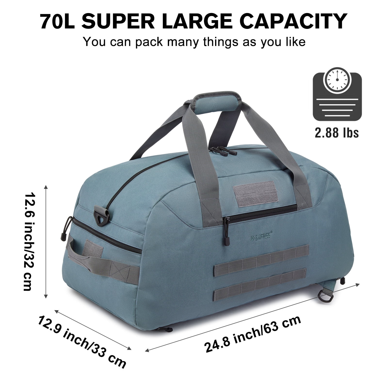 G4Free 70L Large Sports Duffle Bag for Men Gym Travel Backpack with Shoes Compartment Convertible Duffel Backpack