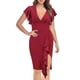 thumbnail image 3 of Vestido de tubo sexy con mangas con volantes y escote en V profundo a la moda de verano para mujer Fridja  bnh1666, 3 of 8
