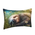 thumbnail image 2 of Binfone Daisy Sleeping Sloth Standard Size Pillowcase, Long Staple Pure Cotton Envelope Closure Pillow Cover (Pillow core not included),16"x24", 2 of 7