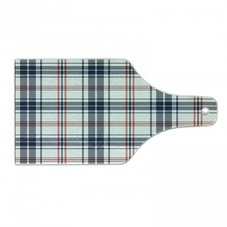 

Abstract Cutting Board English Style Tartan Motif Old Fashioned Cultural Striped Display Tempered Glass Cutting and Serving Board Wine Bottle Shape Violet Blue Orange White by Ambesonne