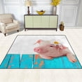 thumbnail image 3 of FREEAM Hipster Pig Piggy with Daisy Flower Area Rug Mat for Living Dining Dorm Room Bedroom Home Decorative 80"x58", 3 of 6