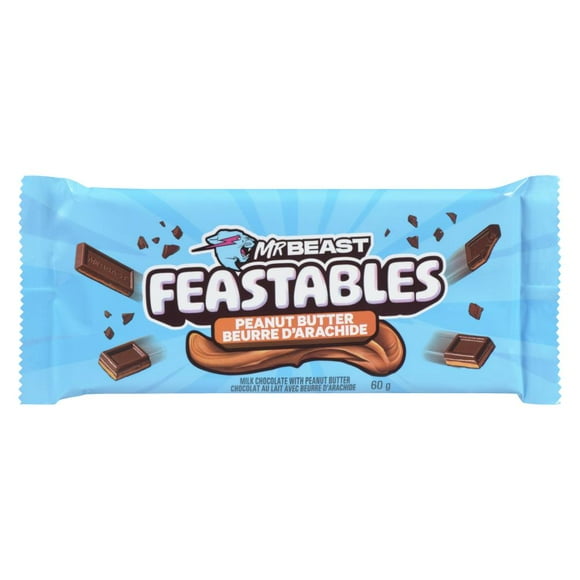 Feastables MrBeast Peanut Butter Milk Chocolate Bar, 60g, 1 Count, Feastables MrBeast Peanut Butter Milk Chocolate Bar, 60g