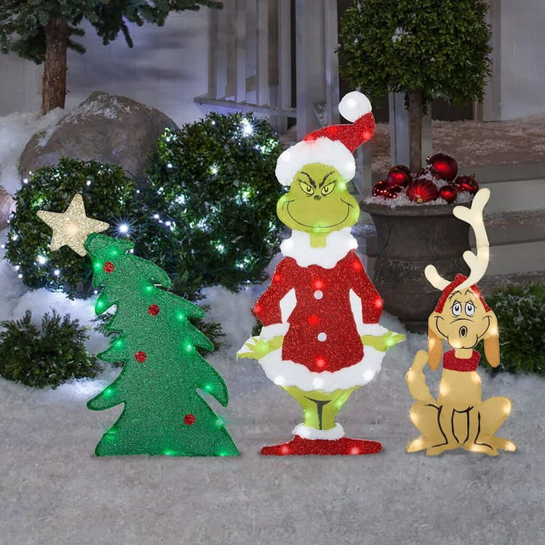 Grinch Christmas Lighting,Home Lighting Acrylic Christmas Decorations LED  Lights Outdoor Yard Decoration,A 