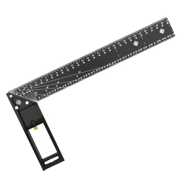 Escuadra de precisión para carpintería - Regla angular de acero al carbono con mango de aluminio - Diseño multifuncional con orificios para marcado rápido - Ideal para construcción y fabricación