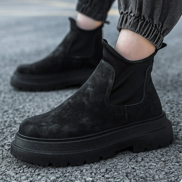 PMUYBHF Male Leather Boots for Men Knee High Men Shoes Fashion Shoes High Top Fashion Casual Shoes Suitable for Walking Casual Shoes 42