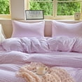 thumbnail image 2 of Pink Gingham King Duvet Cover Set, Pink Plaid Comforter Cover Set, 3 Pieces Checked Bedding Set (Pink Gingham, King), 2 of 7