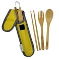 thumbnail image 5 of Bamboo Travel Utensil Set | Bamboo Fork, Knife, Spoon, Chopsticks, Straw, Straw-cleaning brush, Travel Pouch and Carabiner | Excellent For Everyday Use! ((2 Sets) Sky Blue/Sunrise Yellow), 5 of 9