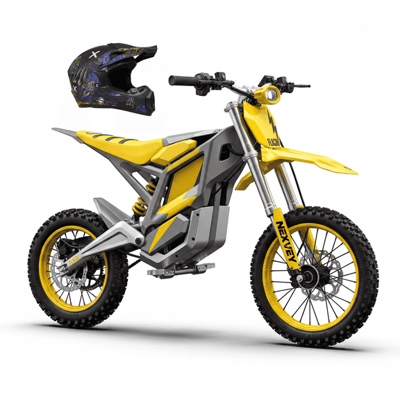 NEXVEY Flash Electric Dirt Bike with Helmet (Size L) for Teens Adults Age 13 , 4000W Peak 35MPH Electric Motocross Bike, Cool Fat Tire High Speed Dirt Bike with Suspension Dual Brake 48V 22.5AH
