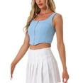 thumbnail image 4 of INSPIRE CHIC Women's Top Square Neck Asymmetrical Hem Zip Front Tank Corset Tops XS Light Blue, 4 of 5