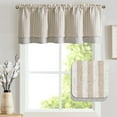 thumbnail image 2 of Linen Striped Valance for Windows 18 Inch Blackout Drapes for Small Window Farmhouse Double Layer Valance for Living Room Kitchen RV Rod Pocket 1 Panel Tan on Linen, 2 of 7