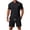 Black, variant on ZVAVZ Men's Summer Golf Outfits 2 Piece Textured Sets Color Block Polos Shirts and Shorts Set Casual Beach Vacation Sports Matching Suit Blue S
