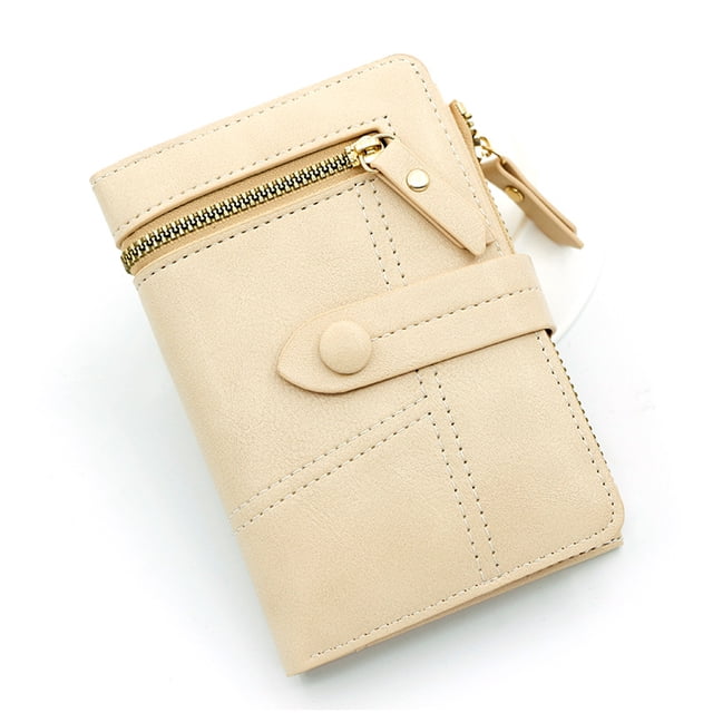 Cartera pequeña para mujer, tarjetero de piel sintética, mini monedero compacto con bolsillo para monedas con cremallera