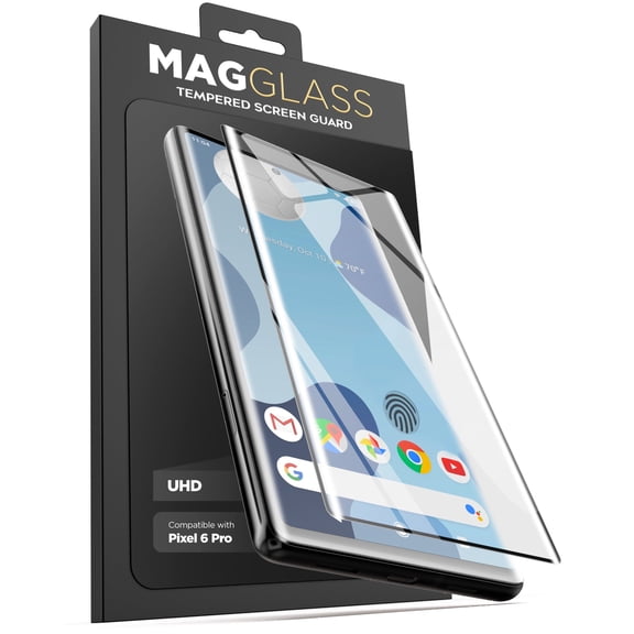 Magglass Google Pixel 6 Pro Tempered Glass Screen Protector (2021) Fingerprint Sensor Compatible UHD Full Coverage Display Guard (Case Compatible)