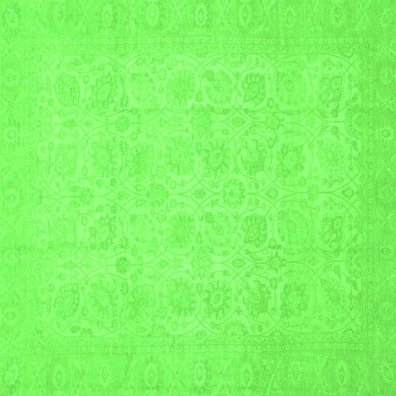 Ahgly Company Indoor Square Oriental Green Traditional Area Rugs, 4' Square