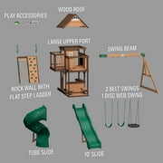 Backyard Discovery Cedar Cove Cedar Wood Swing Set, Slides, Clubhouse, Rock Wall, Grill