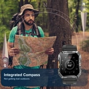 Blackview 2.01 Military Smart Watch for Men,Call Receive/Dial/100+ Sport Modes/Waterproof,Smartwatch compatible with iPhone/Android/Samsung,Black