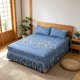 thumbnail image 5 of Falda de cama, falda de cama con volantes y fundas de almohada en conjunto de 3 piezas, sábana elástica, tela de poliéster, lavable a máquina, decoración del dormitorio, 5 of 9