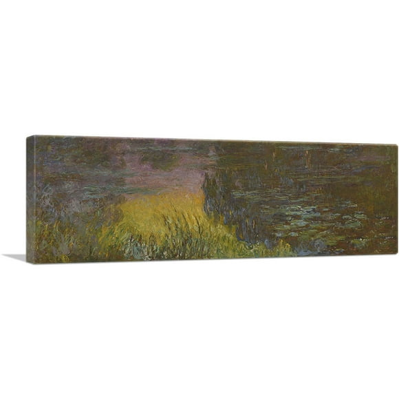ARTCANVAS The Water Lilies - Setting Sun 1915 Canvas Art Print by Claude Monet - Size: 36" x 12" (1.50" Deep)