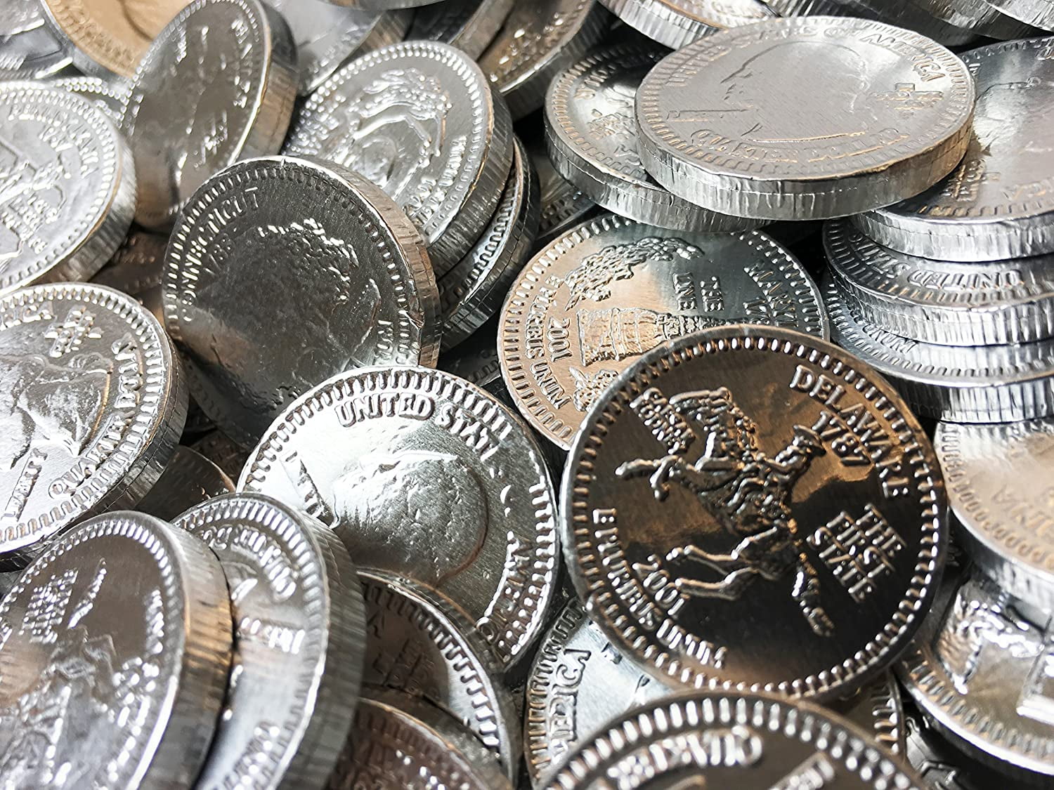 Silver Bulk Dutch Milk Chocolate Coins, 5 Pounds, 700+ Coins, 1.125