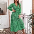 thumbnail image 2 of Odeerbi Dresses for Women 2025 Casual Maxi Dresses Erogenous Fashion V-Neck Floral Long Sleeve Flared Sleeve Long Dress Green, 2 of 7