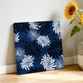 Blue Black Floral Canvas Wall Art for Living Room, Vintage Blue White ...