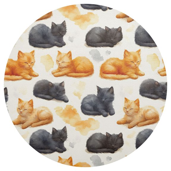 Sleepingkittenswatercolor Round Placemats Set of 6 Woven Non-Slip Washable Heat Resistant Table Mats 15.4 Inch for Kitchen Dining Decor
