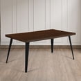thumbnail image 1 of Homy Casa 1-Piece Dining Table Wood Grain Top Metal Legs Modern Dining Room Kitchen Dark Brown, 1 of 9