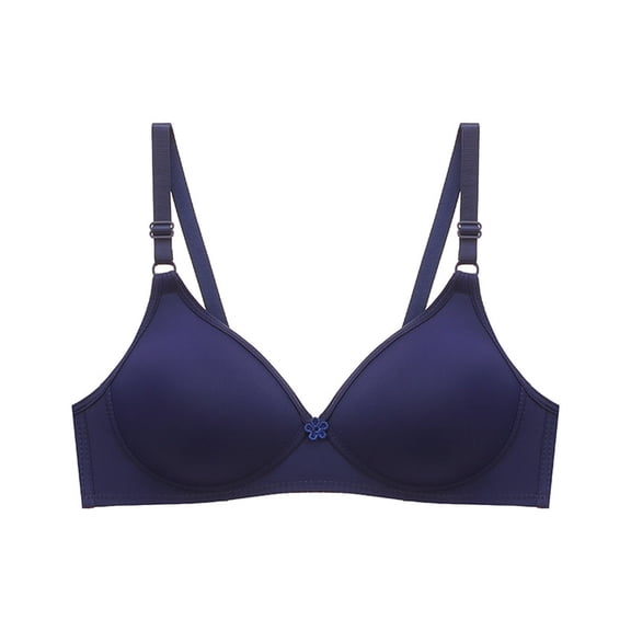 YWDJ Bras for Women Push up Back Closures Bras Size Small Wireless Sleep Bras Adjustable Straps Half Cup Wrap Comfy Bras Padded Comfortable Bras Solid Lounge Bras Blue 2XL