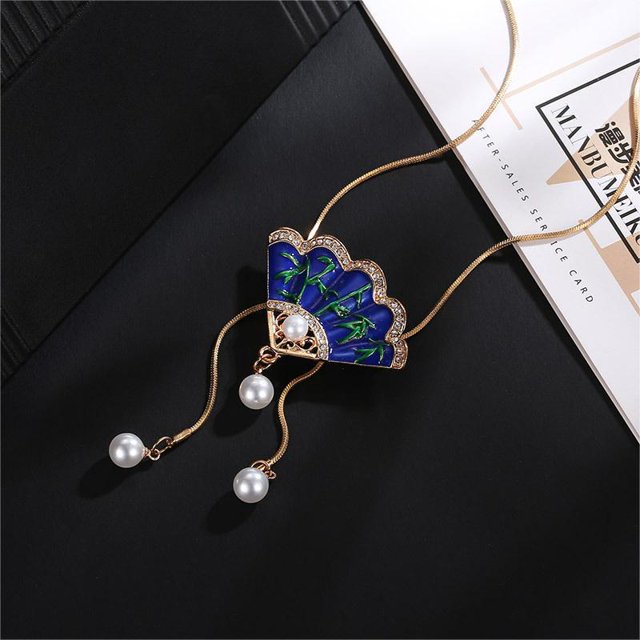 Cadena de suéter de otoño e invierno para mujer, completa con collar de perlas largo, joyería, borla, colgante, accesorios