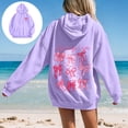 thumbnail image 4 of Multiple Bow Scripture Print Hoodie Women's Oversized Drawstring Pullover Sweatshirt for Fall Winter Casual Outfits, 4 of 9