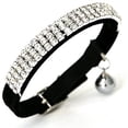 thumbnail image 2 of Collar ajustable de terciopelo suave para gatos con cascabeles, 30 cm para perros y gatos pequeños, collar para gatos con diamante, artículos para mascotas (perros y gatos pequeños, paquete de 2, n.°, 2 of 5