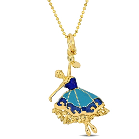 Everly Women's Turquoise and Blue Enamel Yellow Silver Dancer Necklace