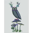 thumbnail image 3 of Fab Funky 15x18 Black Modern Framed Museum Art Print Titled - Owl on Mushrooms, 3 of 5
