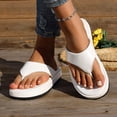 thumbnail image 2 of Rokment Platform Flip Flops Dress Sandals for Women 2026 Fashion Casual Leather Thick Sole Cushioned Slip on Thongs Beach Summer Comfort Walking Flat Slippers White Size 7, 2 of 9