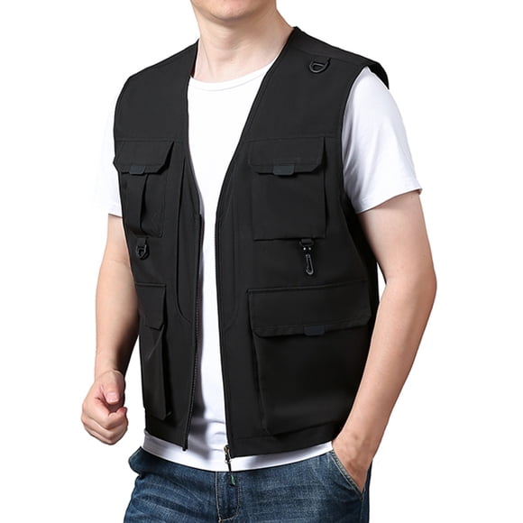 Grrvtrz Men's Utility Fishing Vest Lightweight Outdoor Work Safari Travel Cargo Vest with Multi-Pockets