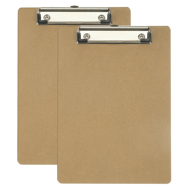 Uxcell 7.1" x 10.2" Vertical Clipboard, 2 Pcs Hardboard with Low Profile Clip,Brown